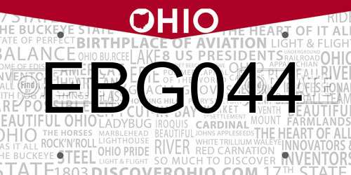 EBG044 Ohio License Plate
