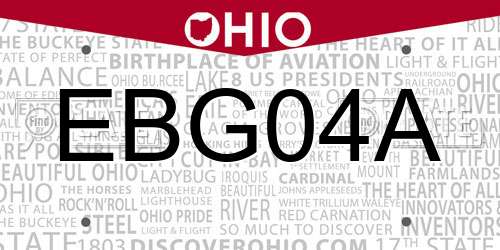 EBG04A Ohio License Plate