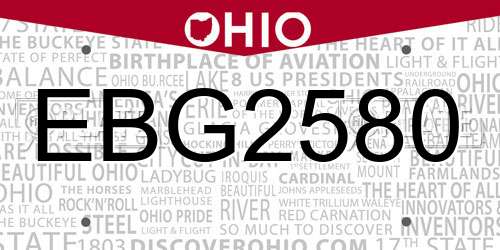 EBG2580 Ohio License Plate