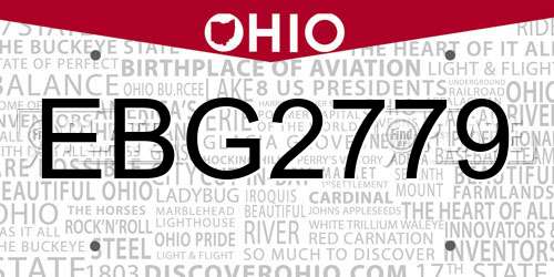 EBG2779 Ohio License Plate