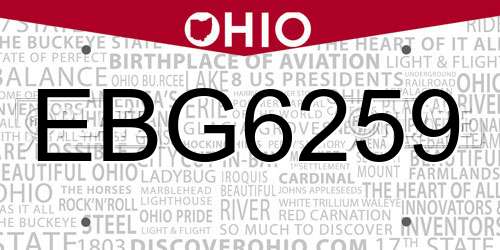 EBG6259 Ohio License Plate
