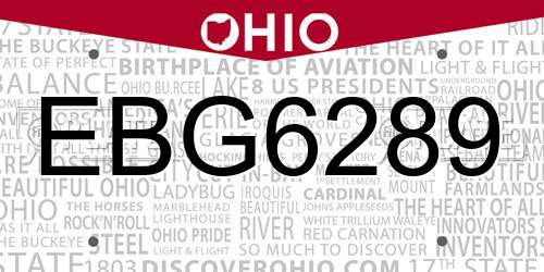 EBG6289 Ohio License Plate