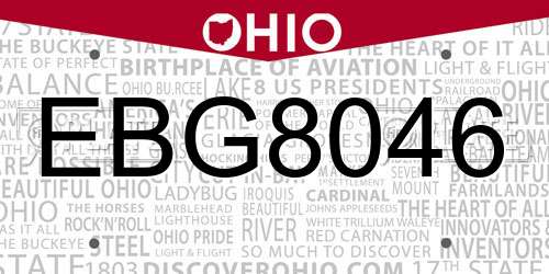 EBG8046 Ohio License Plate