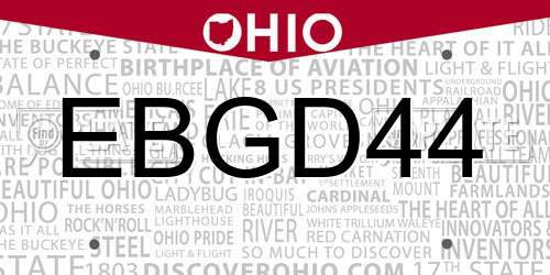 EBGD44 Ohio License Plate