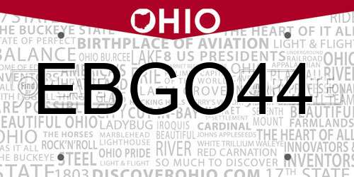 EBGO44 Ohio License Plate