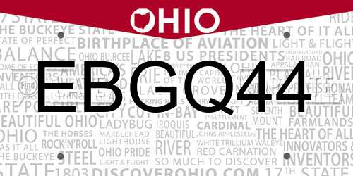 EBGQ44 Ohio License Plate
