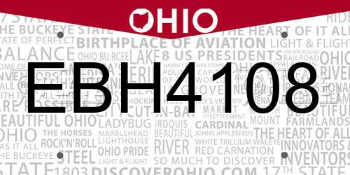 EBH4108 Ohio License Plate