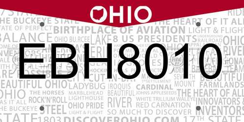 EBH8010 Ohio License Plate