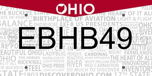 EBHB49 Ohio License Plate