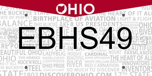 EBHS49 Ohio License Plate
