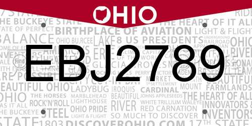 EBJ2789 Ohio License Plate