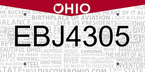 EBJ4305 Ohio License Plate