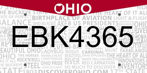 EBK4365 Ohio License Plate