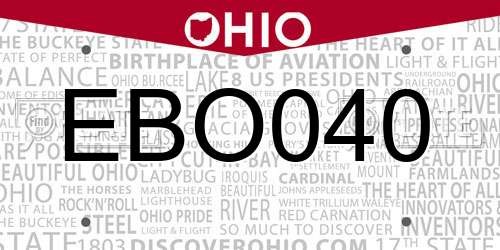 EBO040 Ohio License Plate