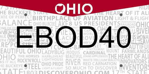 EBOD40 Ohio License Plate