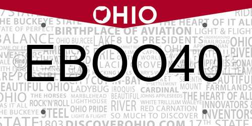 EBOO40 Ohio License Plate