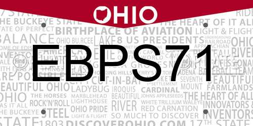 EBPS71 Ohio License Plate