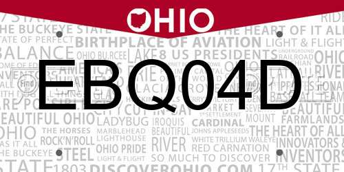 EBQ04D Ohio License Plate