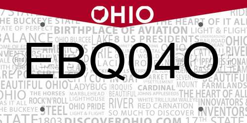 EBQ04O Ohio License Plate