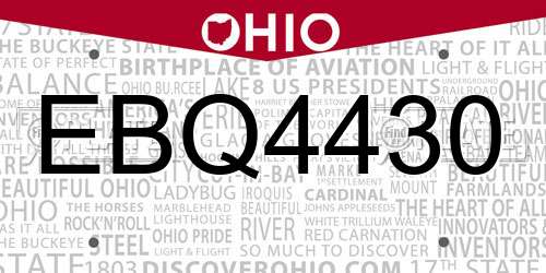 EBQ4430 Ohio License Plate