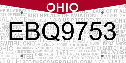 EBQ9753 Ohio License Plate