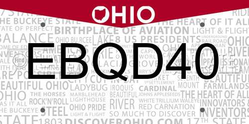 EBQD40 Ohio License Plate