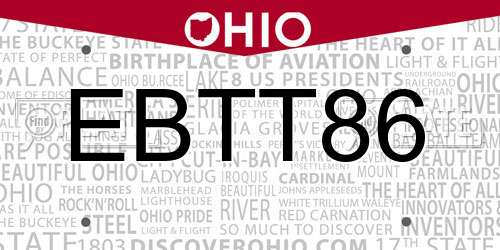 EBTT86 Ohio License Plate