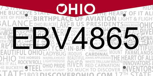 EBV4865 Ohio License Plate