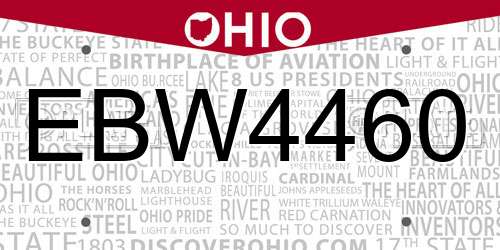 EBW4460 Ohio License Plate