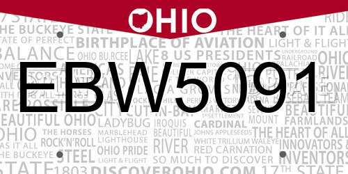 EBW5091 Ohio License Plate
