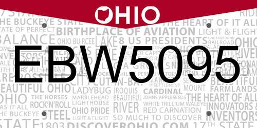 EBW5095 Ohio License Plate