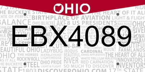 EBX4089 Ohio License Plate