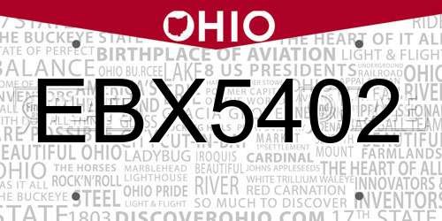 EBX5402 Ohio License Plate