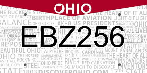 EBZ256 Ohio License Plate