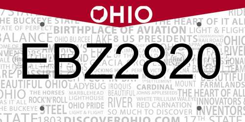 EBZ2820 Ohio License Plate