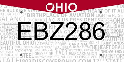EBZ286 Ohio License Plate