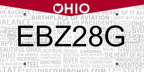 EBZ28G Ohio License Plate
