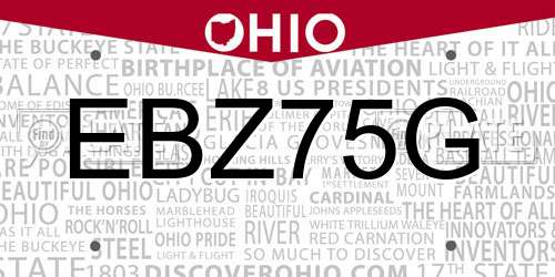 EBZ75G Ohio License Plate
