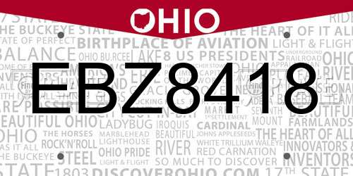 EBZ8418 Ohio License Plate