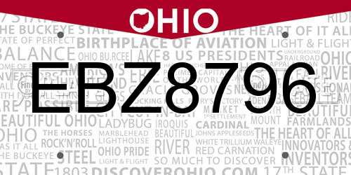 EBZ8796 Ohio License Plate