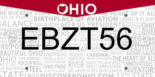 EBZT56 Ohio License Plate