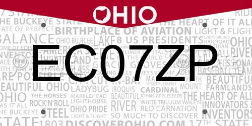 EC07ZP Ohio License Plate