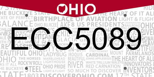 ECC5089 Ohio License Plate