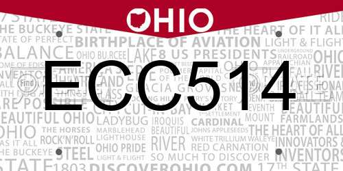 ECC514 Ohio License Plate
