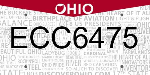 ECC6475 Ohio License Plate