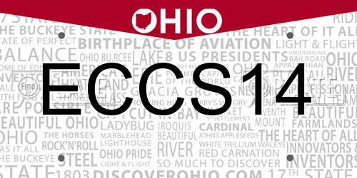 ECCS14 Ohio License Plate