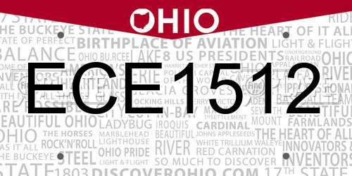 ECE1512 Ohio License Plate