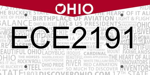 ECE2191 Ohio License Plate