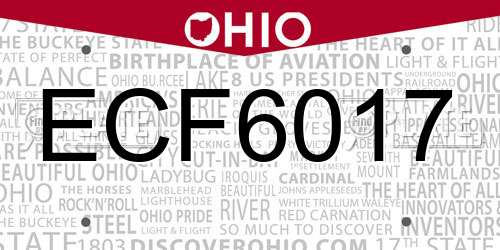 ECF6017 Ohio License Plate
