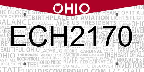 ECH2170 Ohio License Plate